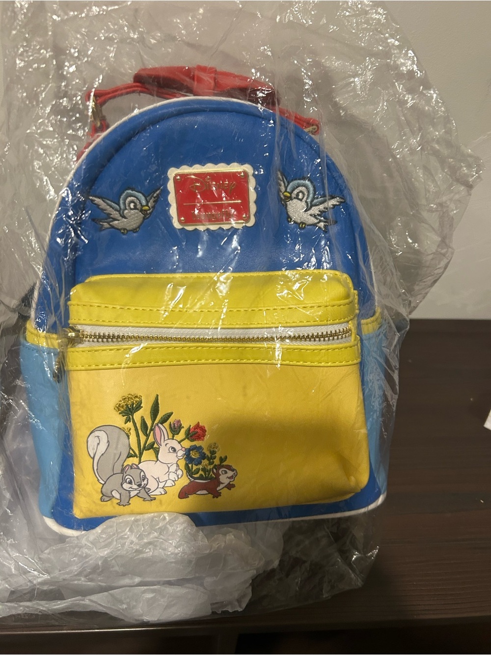 Disney Snow White Loungefly Blue and Yellow Woodland Critter Mini Backpack
